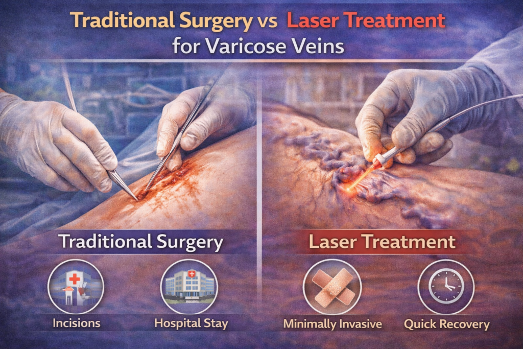 surgery vs laser treatment for varicose veins