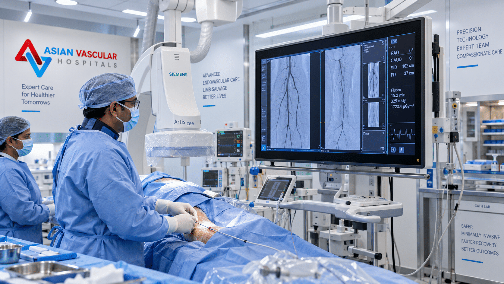 Advanced minimally invasive vascular surgery and angioplasty equipment at Asian Vascular Hospitals.